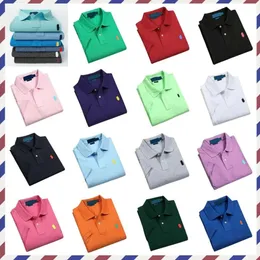 2024 Polo Shirt Shorts Manica Polo da uomo Pony Etichetta Ricamo Piccoli cavalli Tinta unita Risvolto Cotone Allentato di grandi dimensioni Casual S T-shirt Business ghi668