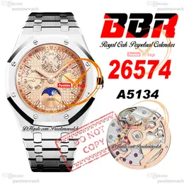 26574 Complicato A5134 Orologio automatico da uomo BBRF 41mm Calendario perpetuo Quadrante color salmone Bracciale in acciaio inossidabile Super Edition Puretimewatch Reloj Hombre