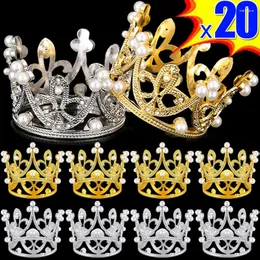 Parti Malzemeleri 20/1pcs Crown Cake Dekorasyonu Mini Altın Gümüş İnci Topper Çiçek Düzenleme Duş Duş Doğum Günü Düğün