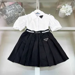 Fashion Princess Dress Summer Baby Tracksuits size 110-160 cm Designer Designer Girls Girls White Collar Shirt e Gonna pieghetta