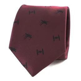 Jacquard in microfibra a tema film Starfighters modello cravatta bordeaux cravatta X-Wing Fighter 240314