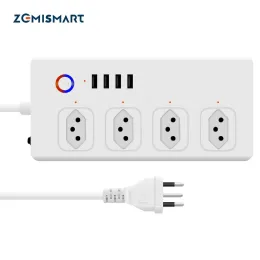 Умная розетка Zemismart Tuya Zigbee, электронная защита, штепсельная вилка 10А, линейный фильтр, 4 отдельных автоматических выключателя Smartthings