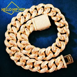 Olá hiphop 20mm masculino miami cubana corrente colar ouro hiphop link gelo fora zircão cobre charme moda anel de estrangulamento jóias presente