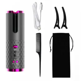 Macchine Nuovo bigodino automatico per capelli senza fili rotante USB ricaricabile ferro arricciacapelli display temperatura regolabile bigodini wireless