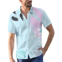 Camisas casuais masculinas estilo design minimalista impressão digital manga curta botão para baixo camisa de verão resort férias roupas masculinas topos