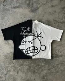 Streetwear T Shirt Y2K Harajuku Hip Hop Letter Cartoon Graphic Print Oversized Tshirt Mens Round Neck Cotton Short Sleeve Tops 240313
