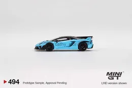 Литая под давлением модель автомобиля MINI GT 1 64 Lambo LB-Silhouette WORKS Aventador GT EVO Baby Blue Модель CarL2403