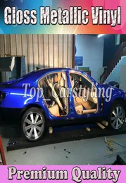 Filme de vinil metálico brilhante azul escuro para carro com canal de ar Adesivo metálico brilhante estilo de carro folha de filme fundido tamanho 152x203674680