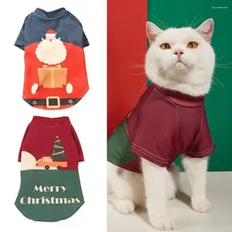 Одежда для собак, одежда для домашних животных, рождественский, весенне-осенний свитер, машинная стирка, лоскутная цветная рубашка с рождественским принтом кота, двуногие рубашки, принадлежности
