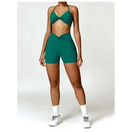 lu align align align lu lemon women tracksuit 2pcs yoga sexy bra sports shorts leggings fiessワークアウトセットランニング服2024ジムジョガースポール