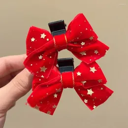 Hårtillbehör 1Pair Chinese Style Red Bow Clip Headwear Söt Tassel Hairpin Year Women Girl