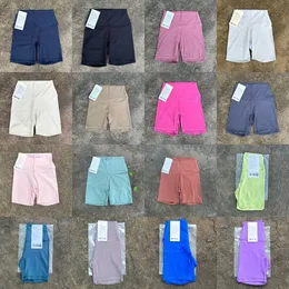 LL Pantaloncini sportivi Nylon Collant da allenamento traspiranti ad asciugatura rapida Completi Pantaloncini da yoga a vita alta Dupes Push Up Running Pantaloncini da palestra casual per motociclisti