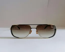 Specjalne okulary przeciwsłoneczne Metal Gold Black Rame Brown Gradient Lens Men Midnight Sun Glasses 2010 Sonnenbrille Hip Hop Eye Zużycie z pudełkiem 4653168