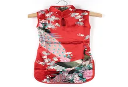COCKCON летнее китайское детское платье Cheongsam для девочек с павлином Qipao, одежда 28 лет9933359