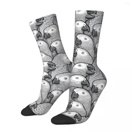 Men's Socks Funny African Grey Parrots Vintage Parrot Pet Bird Hip Hop Novelty Crew Sock Gift Pattern Printed