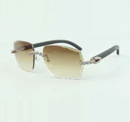 2022 requintado buquê de óculos de sol de diamante 3524014 com bastões de madeira preta natural e lente cortada 30 espessura tamanho 18135 mm7244790