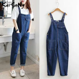 Kvinnors jeans karanan denim overall jeans kvinnor jumpsuit mamma denim jeans kvinna avslappnad blå jean övergripande för kvinnor elegant höstc24318