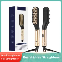 Irons Hair Comb Brush Beard Straightener Multifunktionellt hår rätning Kam Hår Curler Snabbskägg Hår Styler Hot Comb för män