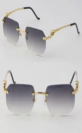 Neue Designer-Leopard-Serie, Rahmen, randlos, quadratisch, rechteckig, Sonnenbrille 028O, Luxus-Metall-Damen-Sonnenbrille, Unisex, 18 Karat Gold, männlich, an5686530