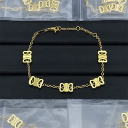 Bracciale di design classico doppie catene braccialetto di piccole perle placcato in oro nuovi gioielli da uomo di alta qualità bracciali cavi accessori alla moda zh186 E4