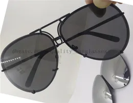 2019 Nytt mode P0398478 Solglasögon Black Frame Grey Lens Silvermirror Lens med ruta 69mm utbytbara Len7785732