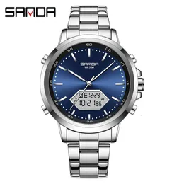 Sanda Electronic Multi Functional Fashion Trend Steel Band Cool Waterproof and Shockproof Men's Watch