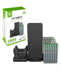 Kit de armazenamento 3 em 1 para console xbox series x, doca de carregamento duplo, suporte vertical, controladores, joysticks, game4971390