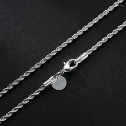 سلاسل 925 Sterling Silver 2mm Twist Chain Necklace for Woman 16-30 بوصة مصمم الأزياء حفلة الزفاف مجوهرات هدايا رائعة