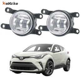 Eemrke ledde dimkörningslampor för Toyota C-HR 1: a generationens ansiktslyftning 2019 2020 2021 2022 2023 Front Car Fog Lamp med lins DRL 30W 12V Vit eller gul