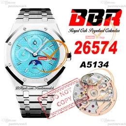 26574 Complicato A5134 Orologio automatico da uomo BBRF 41 mm Calendario perpetuo Tiff Quadrante blu Bracciale in acciaio inossidabile Super Edition Puretimewatch Reloj Hombre