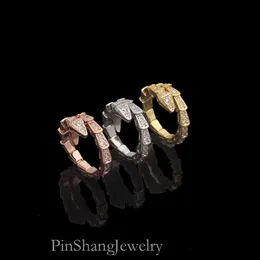 Designer original completo diamante b cobra anel ouro sier rosa gravar mulheres amantes da menina jóias de casamento senhora presentes de festa 6 7 8 9