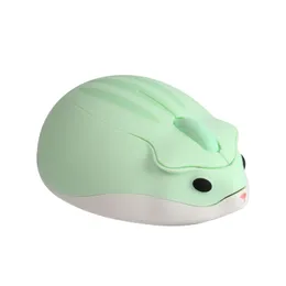 24G Wireless Green Cute Mouse Hamster Cartoon USB Creative Mute Mause Ergonomic Mini 3D Optical Kid Gift Mice For PC Laptop 240309