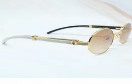 2021 Nya klassiska män White Buffalo Horn Frame Shades varumärke Solglasögon Oval Luxury Glasögon Rund 7550178 22IB7023258
