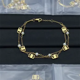 Mode-Armband, hohles Herz, kleine Perle, Designer-Armbänder, Doppelketten, verstellbare Schnalle, vergoldete Armbänder, Persönlichkeitszubehör zh186 E4