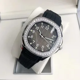 Homens de luxo relógio designer automático movimento mecânico relógio feminino diamante 40mm relógio de aço inoxidável moda pulseira de borracha esportes relógio masculino