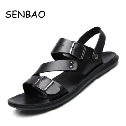 Stiefel Senbao Männer Leder Männer Sommerschuhe Mann neue lässige barfuß barfuß sandalen Größe 3848