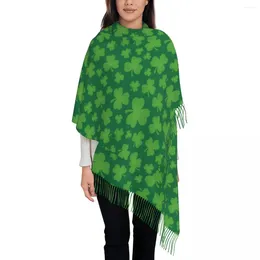 Lenços Lenço Quente Inverno Irlandês Shamrock Folhas Xales Wrpas Dia de São Patrício Design Foulard Feminino Moda Cabeça