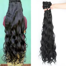Örgü örgü uzun sentetik kıvırcık saç demetleri doğal renk sentetik saçlar kadınlar için 30 inç sentetik saç atkıları Afrika bukleleri