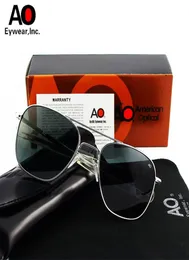 AO Aviation Solglasögon Män med original Box Case Cleaning Cloth Vintage Retro Sun Glasses American Optical Gafas de Sol Hombre 222857300