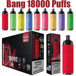Puff 18K Bang 18000 Puffs Vape descartável e cigarros 0% 2% 3% 5% Fluxo de ar ajustável 25 ml pré-preenchido bobina de malha de vagem 650mAh Bateria recarregável 16 sabores caneta