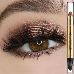 Ögonskugga 6 färger glitter ögonskugga penna vattentät varaktig sliver brun matt skimmer dubbelhuvud ögonskugga stick ögon makeup kosmeticl2403