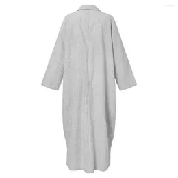 Casual Dresses Lapel Detail Dress Striped Print Maxi For Women Plus Size Long Sleeve Shirt med Split Hem Soft Breattable