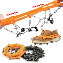 Pinça 8 dentes escalada crampons para ao ar livre 1 par inverno caminhada pesca no gelo sapatos de neve antiderrapante sapatos aço manganês sapato cobre correntes