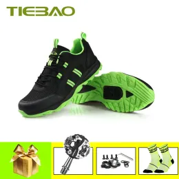 Calzature Tiebao Scarpe da ciclismo per il tempo libero per uomo Sapatilha Ciclismo Scarpe da ginnastica piatte Mtb Pedali traspiranti autobloccanti Scarpe da equitazione per bicicletta