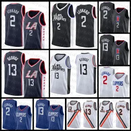 Anpassade män kvinnor ungdom los''angeles''clippers''basketball tröja 13 Kawhi Leonard 2021 2022 New 2 Paul George Black