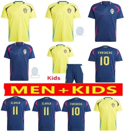 2024 Szwecja Larsson Soccer Jerseys Drużyna narodowa Dahlin Brolin Ingesson Home Yellow Away Blue Away Football Shirts Mundurs Kids and Man Kit