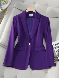 وصول الخريف شتاء Khaki Navy Women Blazer Coat Long Single Button Office Office Ladies Business Ware Wear Stacket 240306