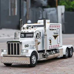 Diecast Model Cars Ny 1/24 Legering Trailer Truck Head Car Model Diecast Metal Container Truck Engineering Transport Vehicles Car Model Kids Toy Giftl2403