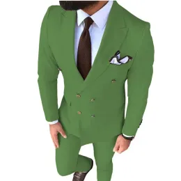 Suits Men's Slimfit Suit Set, europeisk och amerikansk stil DoubleBreasted Suit Trajes Elegante Para Hombres Terno Masculinos Completo