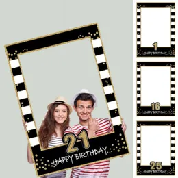 Party Decoration 1 40 50Th Birthday Po Frame Pography Paper Props Black Gold Color Funny Decorative